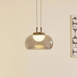 Lucande Pendellamper|Pendellamper > LED-hængelampe Dain, 1 lyskilde, røggrå, glas