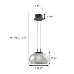 Lucande Pendellamper|Pendellamper > LED-hængelampe Dain, 1 lyskilde, røggrå, glas