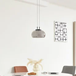 Lucande Pendellamper|Pendellamper > LED-hængelampe Dain, 1 lyskilde, røggrå, glas