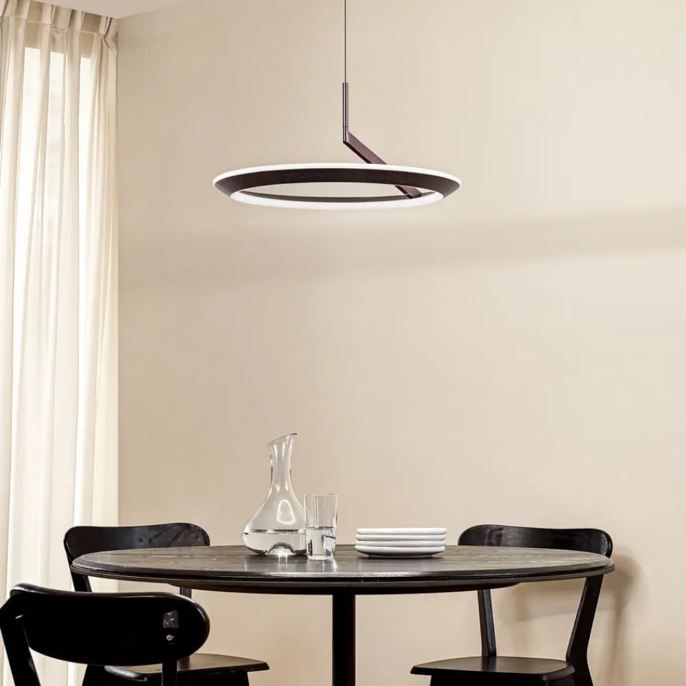 Pendellamper|Pendellamper ^ Lucande LED-hængelampe Eldra, kaffebrun, Ø 55 cm, CCT