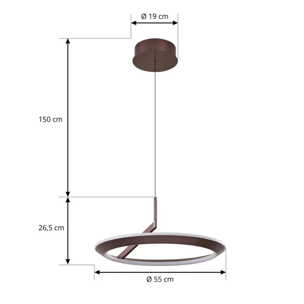 Pendellamper|Pendellamper ^ Lucande LED-hængelampe Eldra, kaffebrun, Ø 55 cm, CCT