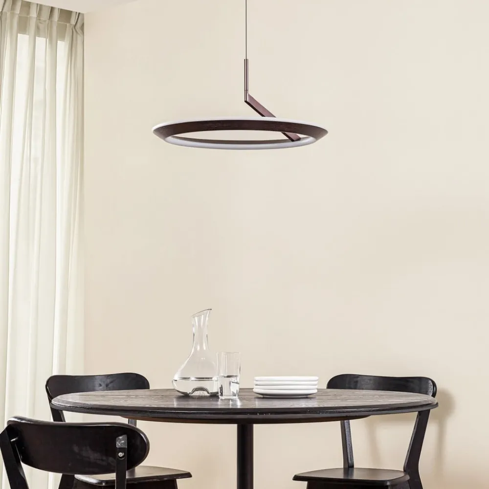 Pendellamper|Pendellamper ^ Lucande LED-hængelampe Eldra, kaffebrun, Ø 55 cm, CCT