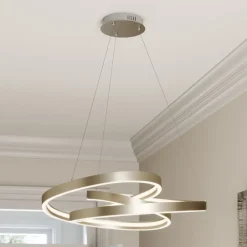 Lucande Pendellamper > LED-hængelampe Gunbritt, Ø 80 cm, sølv, dæmpbar