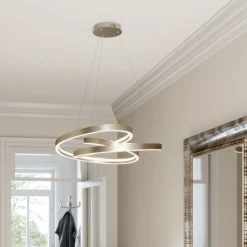 Lucande Pendellamper > LED-hængelampe Gunbritt, Ø 80 cm, sølv, dæmpbar