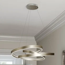 Lucande Pendellamper > LED-hængelampe Gunbritt, Ø 80 cm, sølv, dæmpbar