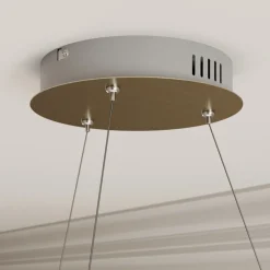 Lucande Pendellamper > LED-hængelampe Gunbritt, Ø 80 cm, sølv, dæmpbar