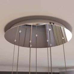 Pendellamper ^ Lucande LED-hængelampe Hayley, Ø 40 cm, 9 lyskilder, krom, glas