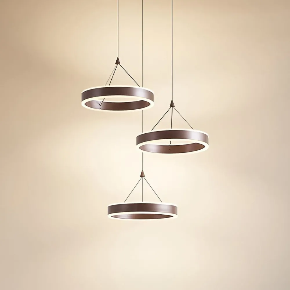 Pendellamper|Pendellamper ^ Lucande LED-hængelampe Kolo, brun, 3 lyskilder, dæmpbar