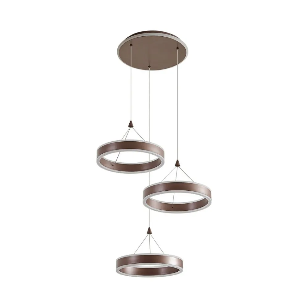 Pendellamper|Pendellamper ^ Lucande LED-hængelampe Kolo, brun, 3 lyskilder, dæmpbar