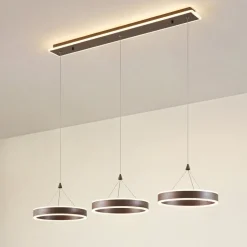 Pendellamper|Pendellamper ^ Lucande LED-hængelampe Kolo, 114 cm, 3 lyskilder, brun, dæmpbar