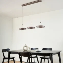 Pendellamper|Pendellamper ^ Lucande LED-hængelampe Kolo, 114 cm, 3 lyskilder, brun, dæmpbar