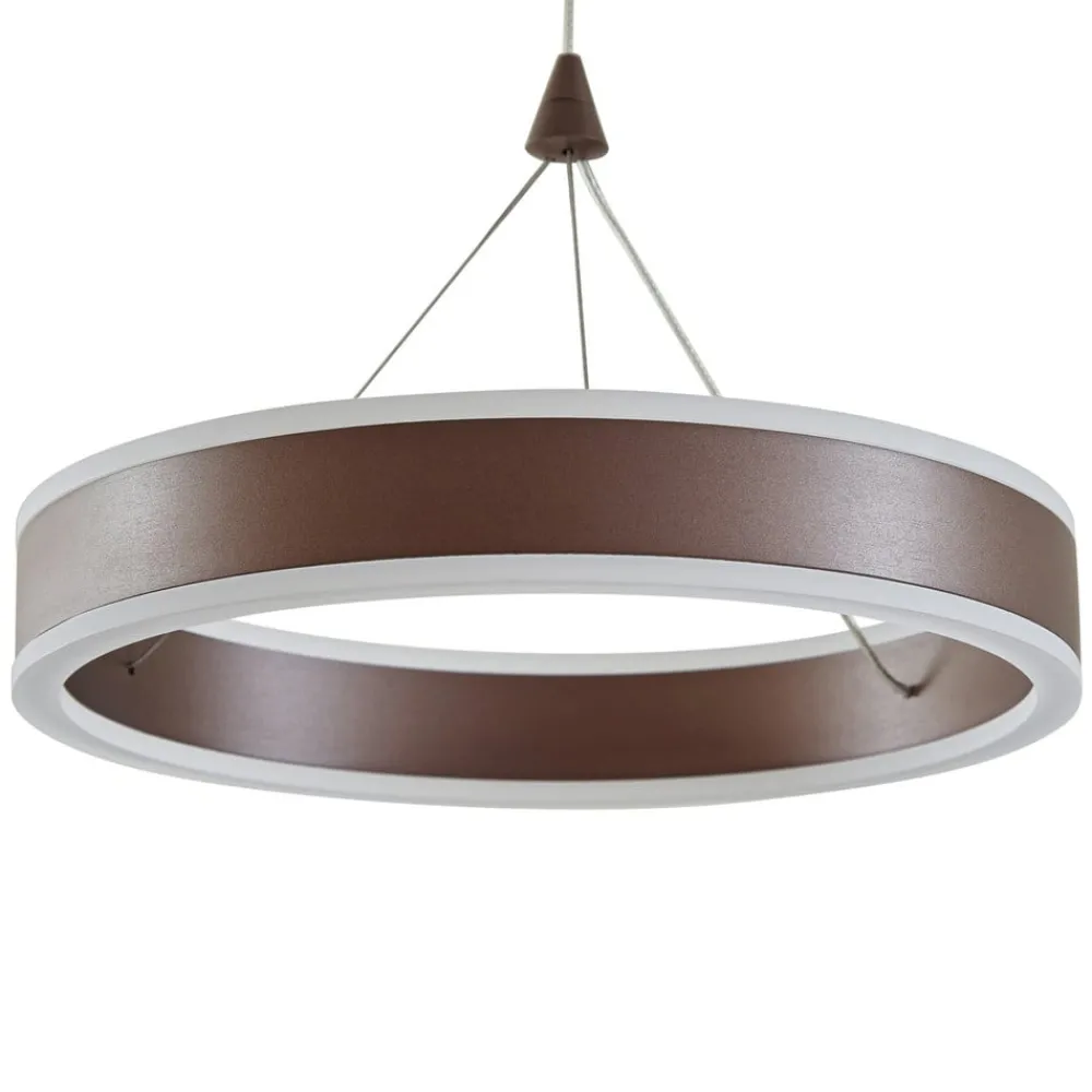 Lucande Pendellamper > LED-hængelampe Kolo, 86 cm, 2 lyskilder, brun, dæmpbar