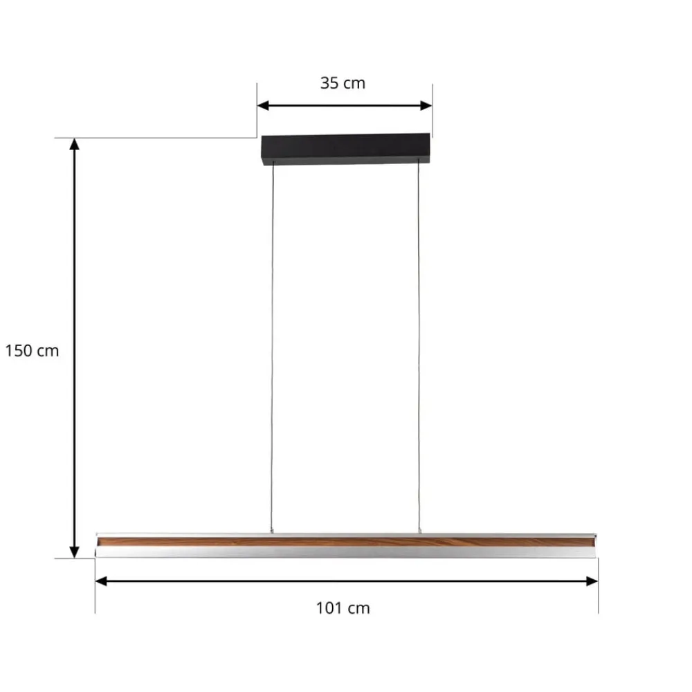 Pendellamper|Pendellamper ^ Lucande LED-hængelampe Lutana, rosaguld/træfarvet, 101 cm