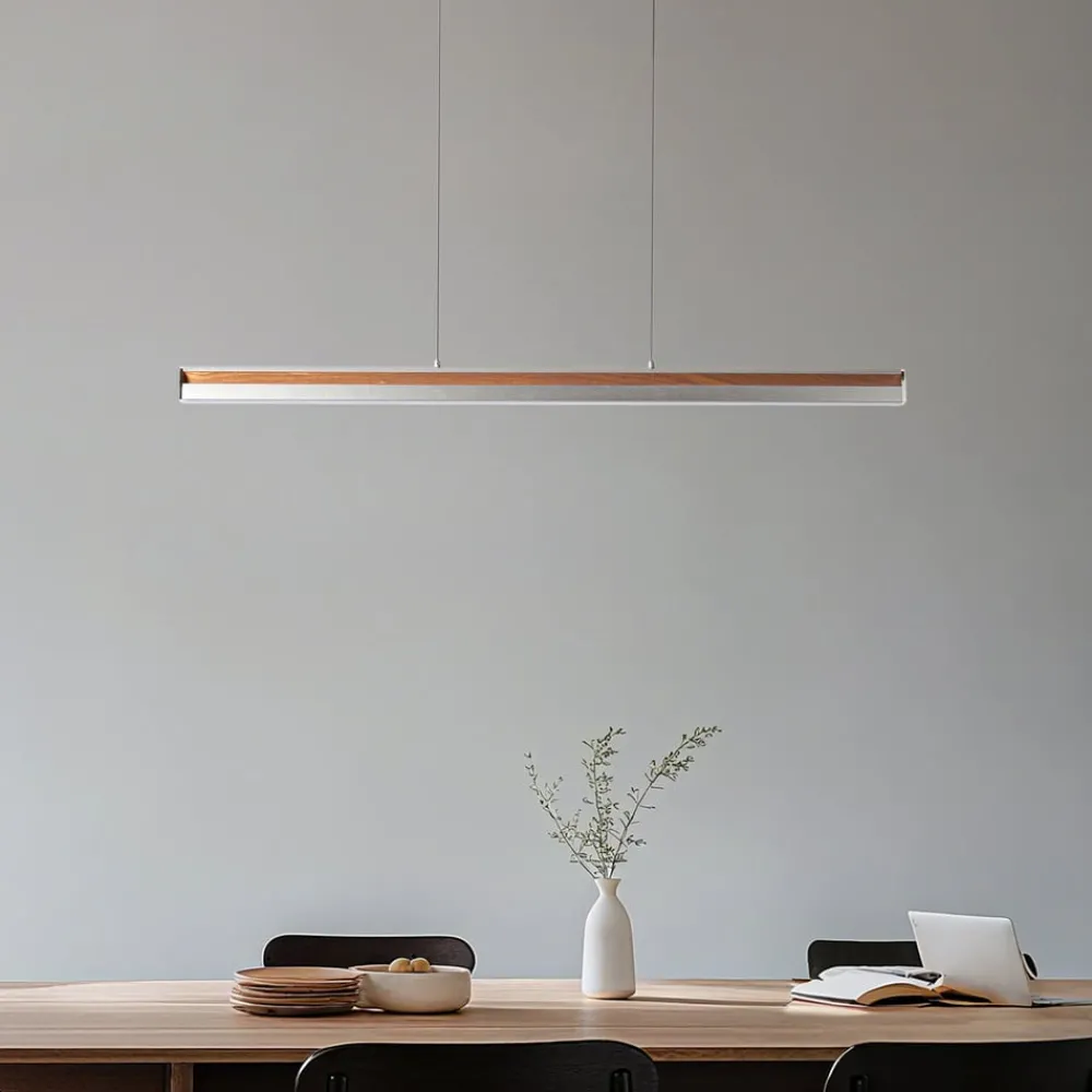 Pendellamper|Pendellamper ^ Lucande LED-hængelampe Lutana, rosaguld/træfarvet, 101 cm