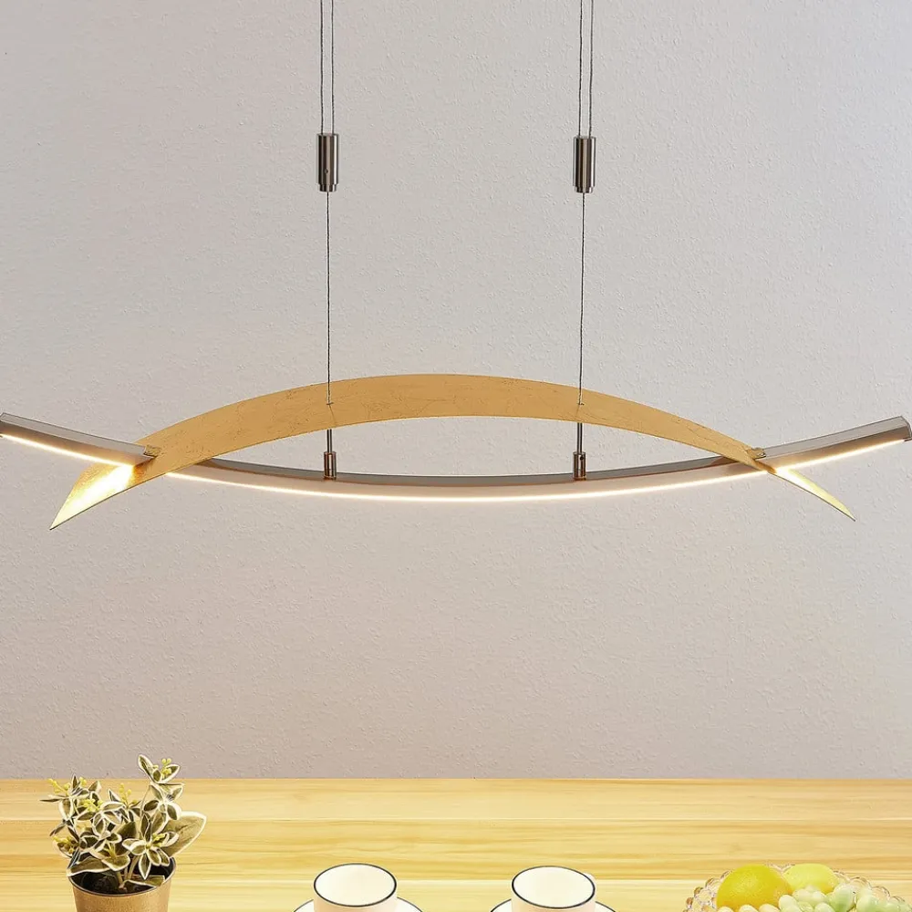 Lucande Pendellamper|Pendellamper > LED-hængelampe Marija, 91 cm, guldfarvet, dæmpbar
