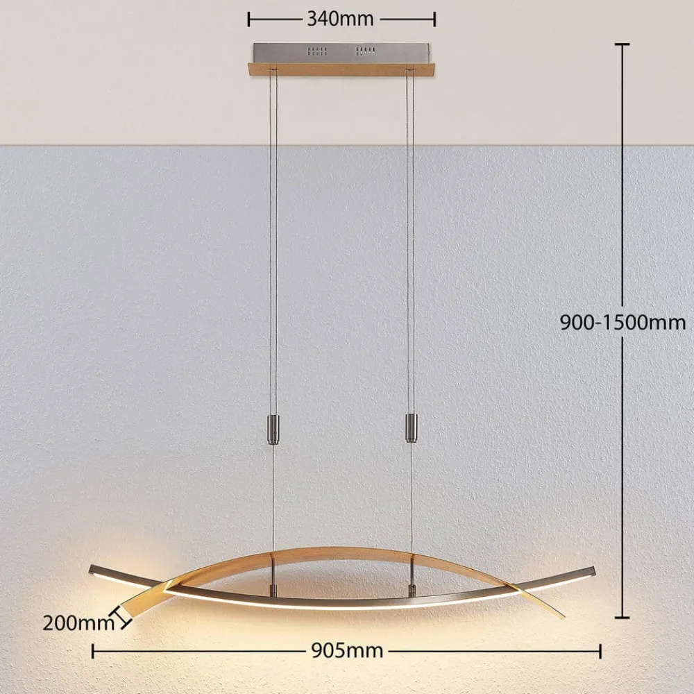 Lucande Pendellamper|Pendellamper > LED-hængelampe Marija, 91 cm, guldfarvet, dæmpbar