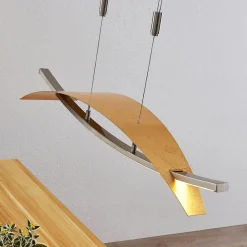 Lucande Pendellamper|Pendellamper > LED-hængelampe Marija, 91 cm, guldfarvet, dæmpbar