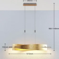 Lucande Pendellamper > LED-hængelampe Marija, 101 cm, guldfarvet, dæmpbar