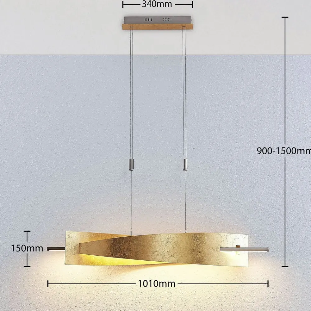 Lucande Pendellamper > LED-hængelampe Marija, 101 cm, guldfarvet, dæmpbar