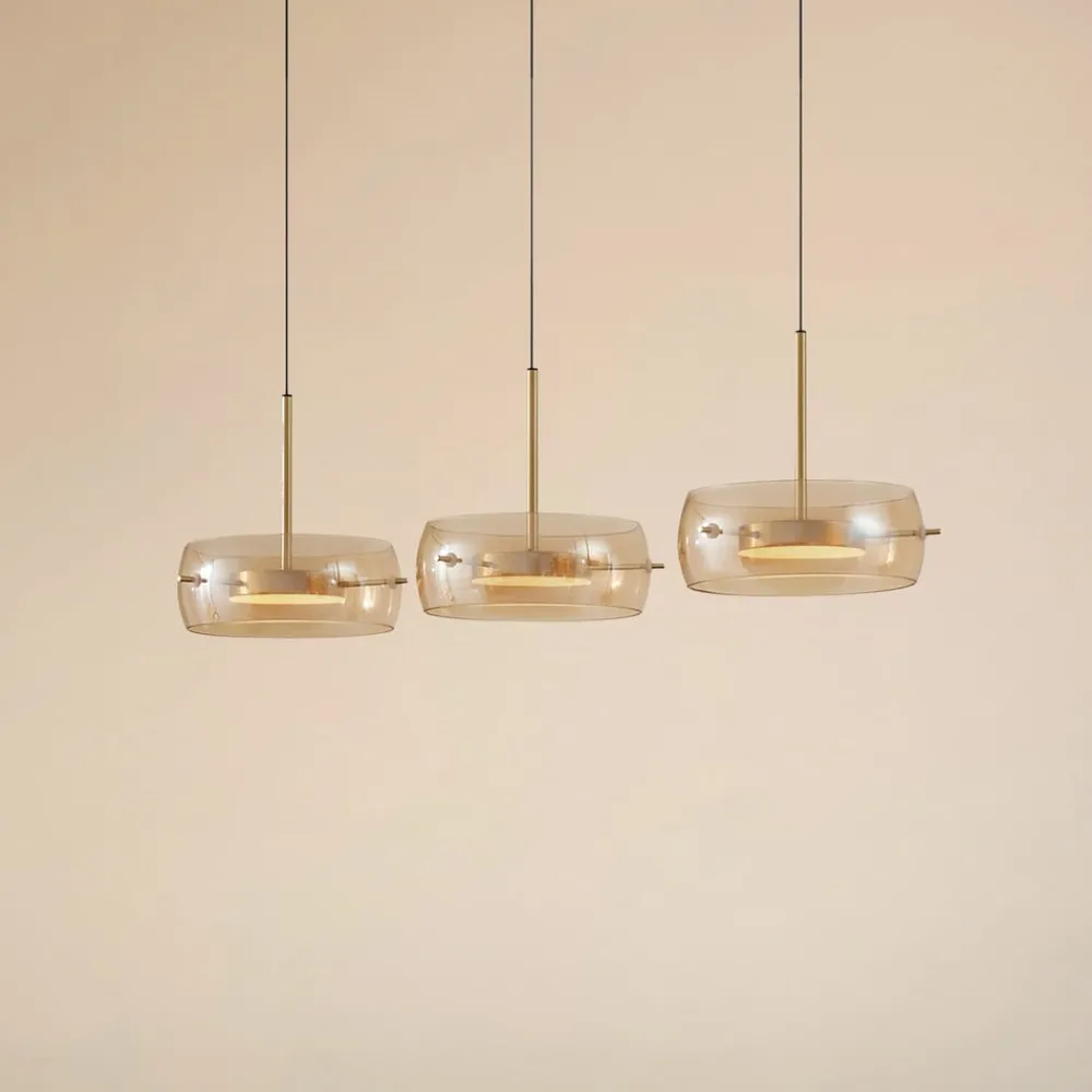 Lucande Pendellamper|Pendellamper > LED-hængelampe Martis, ravfarvet, 3 lyskilder, dæmpbar