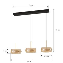 Lucande Pendellamper|Pendellamper > LED-hængelampe Martis, ravfarvet, 3 lyskilder, dæmpbar