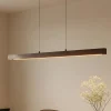 Lucande Pendellamper|Pendellamper > LED-hængelampe Nihalo, valnød, 122 cm, dæmpbar, CCT