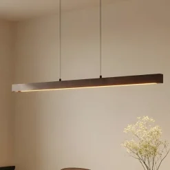 Lucande Pendellamper|Pendellamper > LED-hængelampe Nihalo, valnød, 122 cm, dæmpbar, CCT
