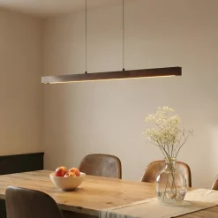 Lucande Pendellamper|Pendellamper > LED-hængelampe Nihalo, valnød, 122 cm, dæmpbar, CCT