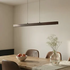 Lucande Pendellamper|Pendellamper > LED-hængelampe Nihalo, valnød, 122 cm, dæmpbar, CCT