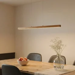Pendellamper|Pendellamper ^ Lucande LED-hængelampe Nihalo, træ, 122 cm, dæmpbar, CCT