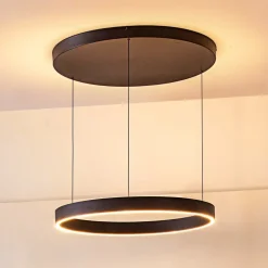 Lucande Pendellamper > LED-hængelampe Philine, Ø 60 cm, sort, jern
