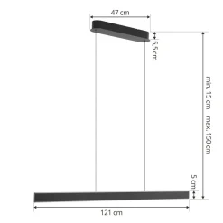 Lucande Pendellamper > LED-hængelampe Philine, længde 121 cm sort jern