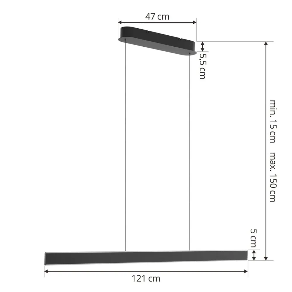 Lucande Pendellamper > LED-hængelampe Philine, længde 121 cm sort jern