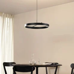 Lucande Pendellamper|Pendellamper > LED-hængelampe Rovan, Ø 60 cm, sort, CCT, dæmpbar
