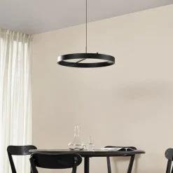 Lucande Pendellamper|Pendellamper > LED-hængelampe Rovan, Ø 60 cm, sort, CCT, dæmpbar