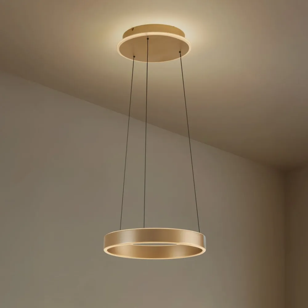 Lucande Pendellamper|Pendellamper > LED-hængelampe Tindra, Ø 40 cm, guld, dæmpbar