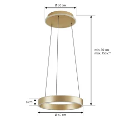 Lucande Pendellamper|Pendellamper > LED-hængelampe Tindra, Ø 40 cm, guld, dæmpbar