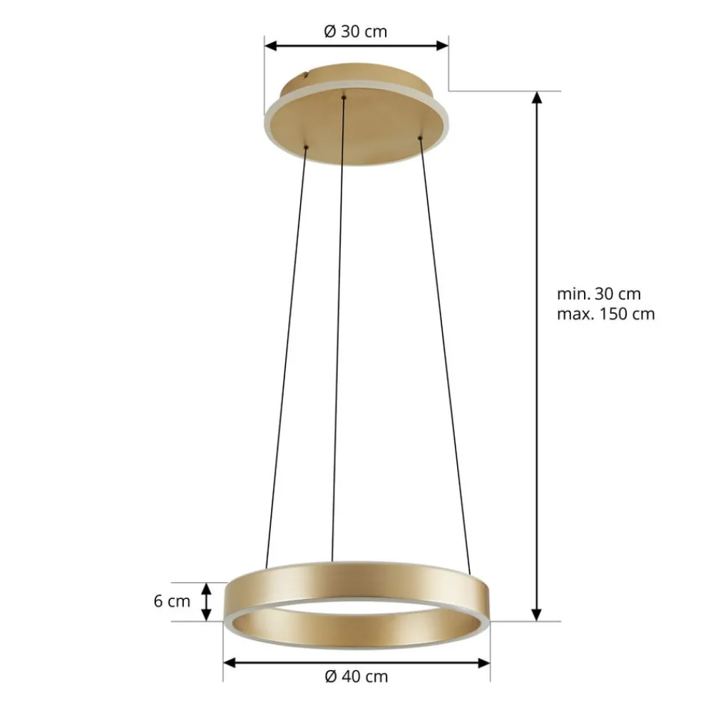 Lucande Pendellamper|Pendellamper > LED-hængelampe Tindra, Ø 40 cm, guld, dæmpbar