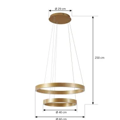 Lucande Pendellamper|Pendellamper > LED-hængelampe Yonam, Ø 60 cm, 2 lyskilder, guld, CCT