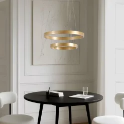 Lucande Pendellamper|Pendellamper > LED-hængelampe Yonam, Ø 60 cm, 2 lyskilder, guld, CCT