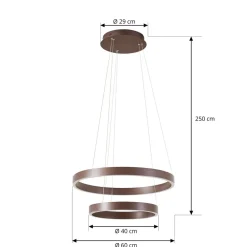 Lucande Pendellamper > LED-hængelampe Yonam, Ø 60 cm, 2 lyskilder, brun, CCT