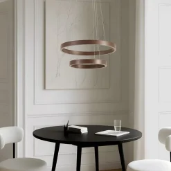 Lucande Pendellamper > LED-hængelampe Yonam, Ø 60 cm, 2 lyskilder, brun, CCT