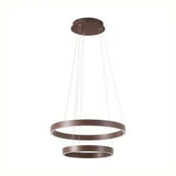 Lucande Pendellamper > LED-hængelampe Yonam, Ø 60 cm, 2 lyskilder, brun, CCT