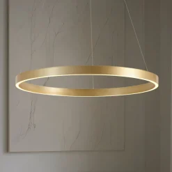 Lucande Pendellamper|Pendellamper > LED-hængelampe Yonam, Ø 80 cm, 1 lyskilde, guld, CCT