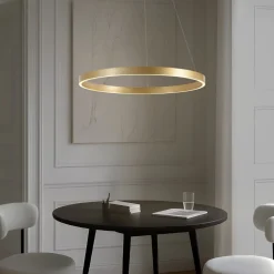 Lucande Pendellamper|Pendellamper > LED-hængelampe Yonam, Ø 80 cm, 1 lyskilde, guld, CCT
