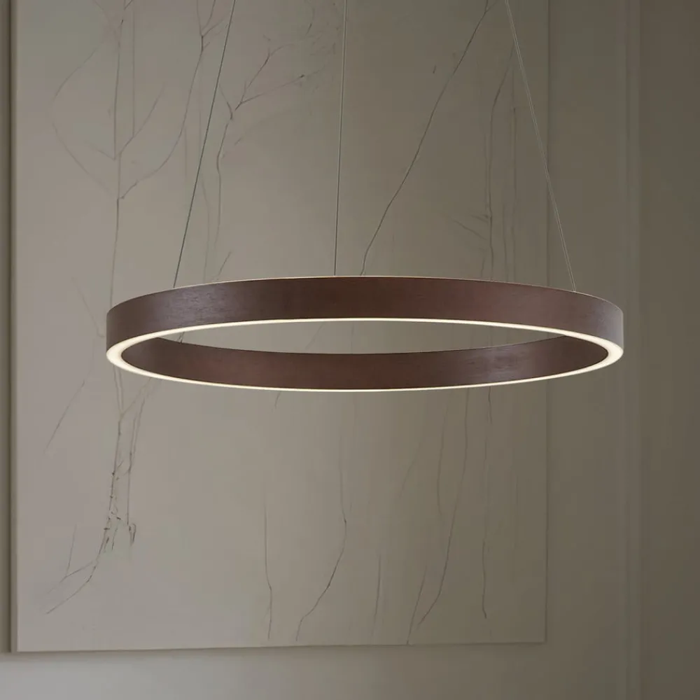 Pendellamper|Pendellamper ^ Lucande LED-hængelampe Yonam, Ø 60 cm, 1 lyskilde, brun, CCT
