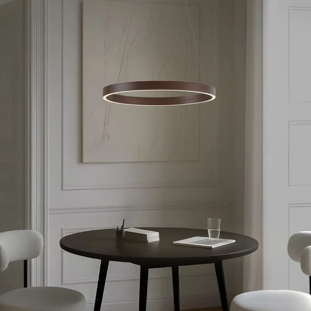 Pendellamper|Pendellamper ^ Lucande LED-hængelampe Yonam, Ø 60 cm, 1 lyskilde, brun, CCT
