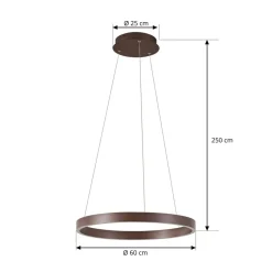 Pendellamper|Pendellamper ^ Lucande LED-hængelampe Yonam, Ø 60 cm, 1 lyskilde, brun, CCT