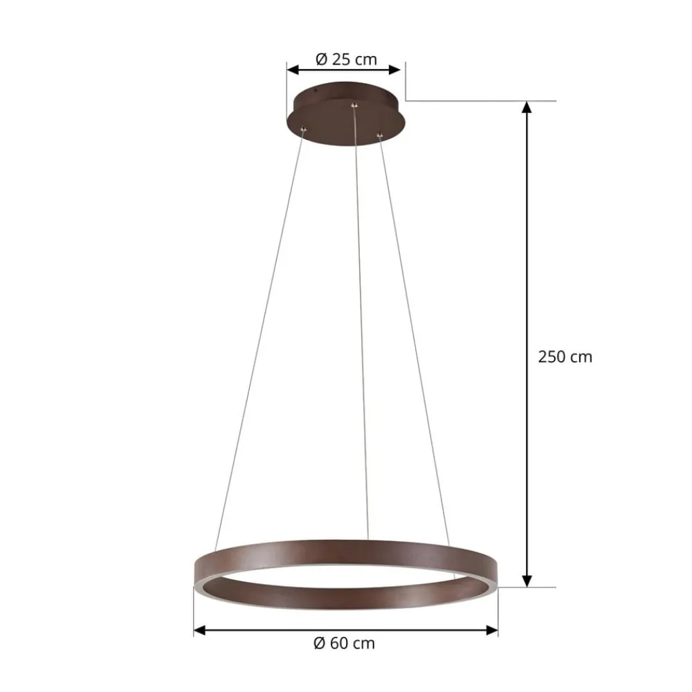 Pendellamper|Pendellamper ^ Lucande LED-hængelampe Yonam, Ø 60 cm, 1 lyskilde, brun, CCT