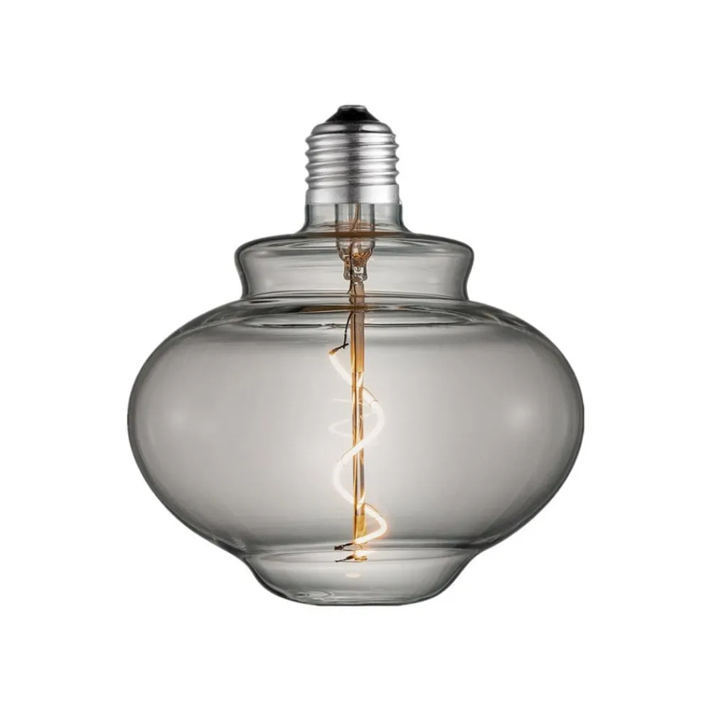 Lucande Dæmpbar Led-Pære|Filament Pære > LED-klokkelampe, E27 4W, Ø 16 cm, 1800K, røgfarvet